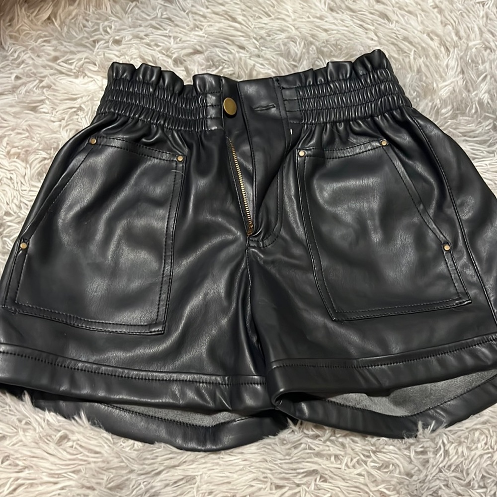 High waisted leather shorts